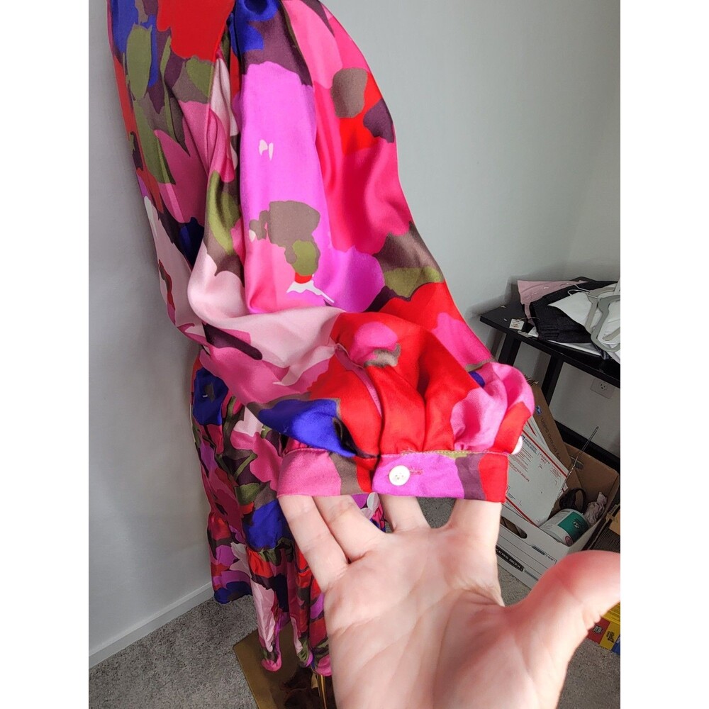 Sara Roka Italy Eldera 57 Silk Dress Size IT 42 True Wrap Peony Mini US S/M - Picture 11 of 14